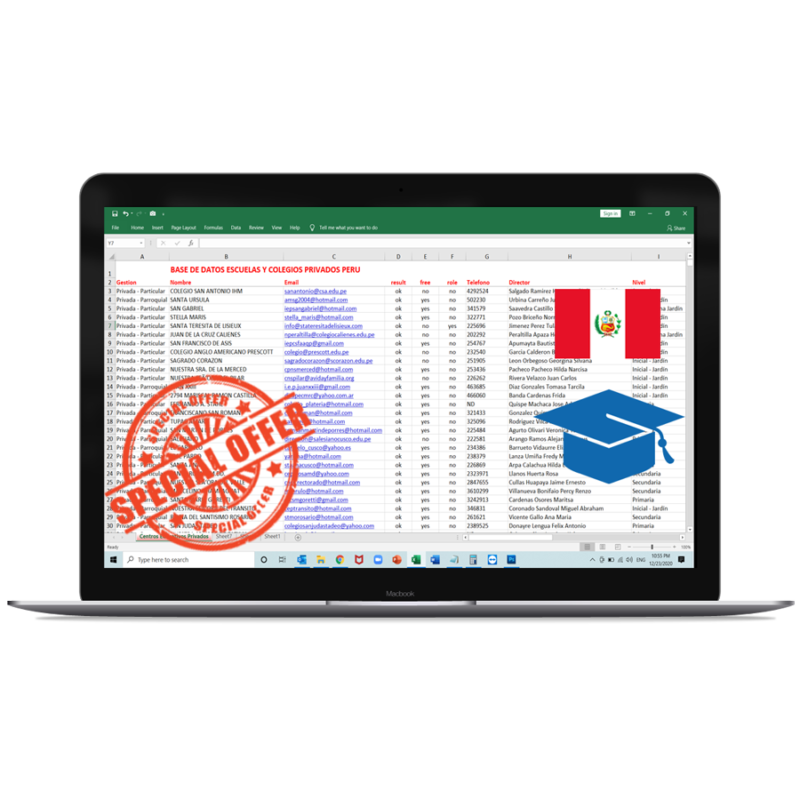 Base de Datos Escuelas y Colegios Perú