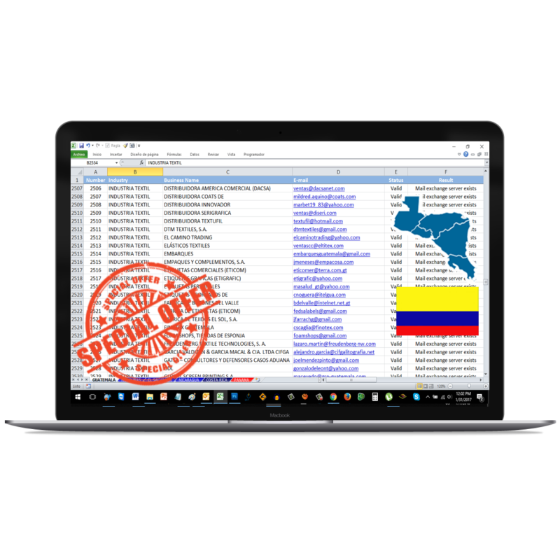 Base de Datos Empresas Centroamérica, República Dominicana y Colombia